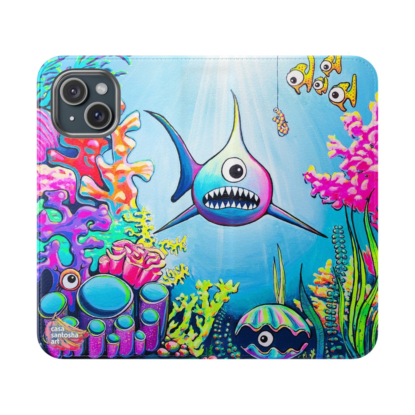 Cyclops Shark Flip Phone Case – Wallet Cover with Card Slots