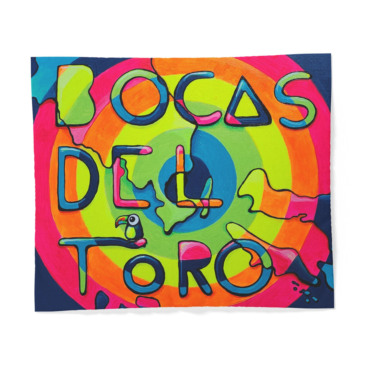 Bocas Del Toro Islands Duvet Cover - neon pop art by Casa Santosha Art