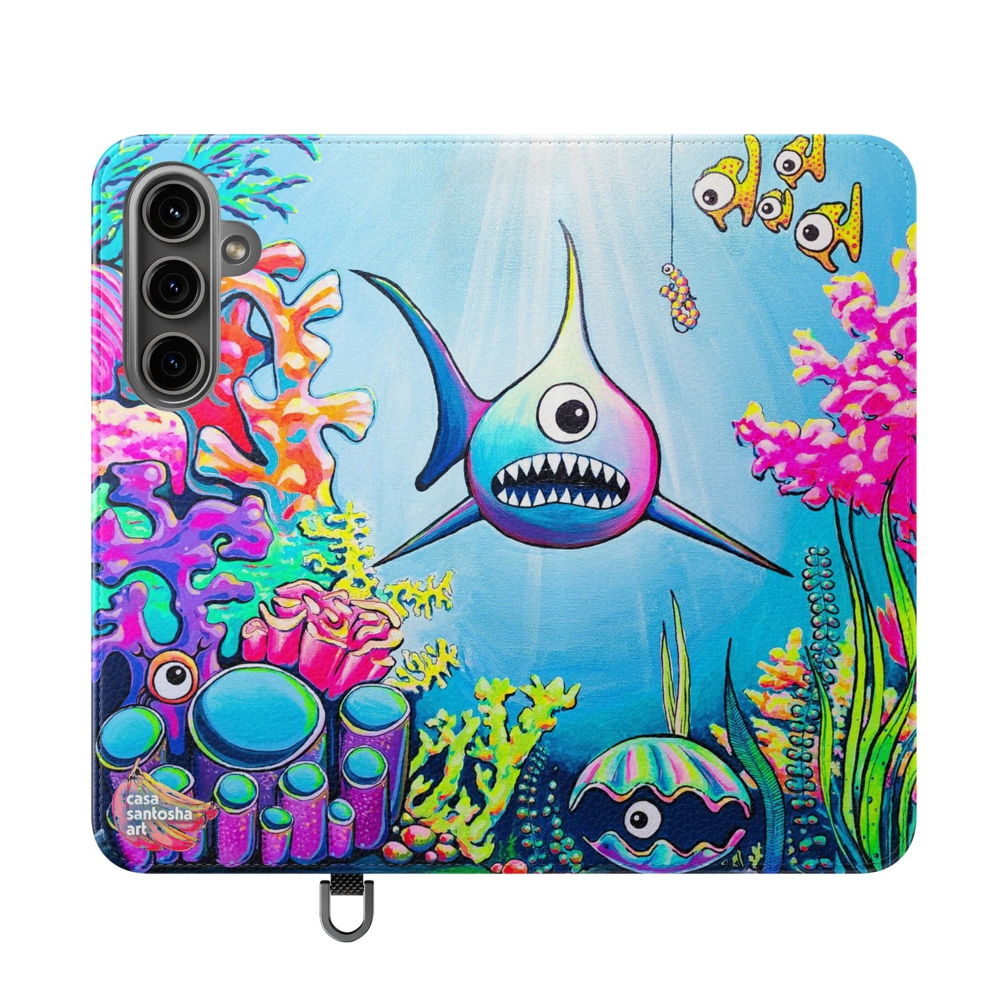 Cyclops Shark Flip Phone Case – Wallet Cover with Card Slots
