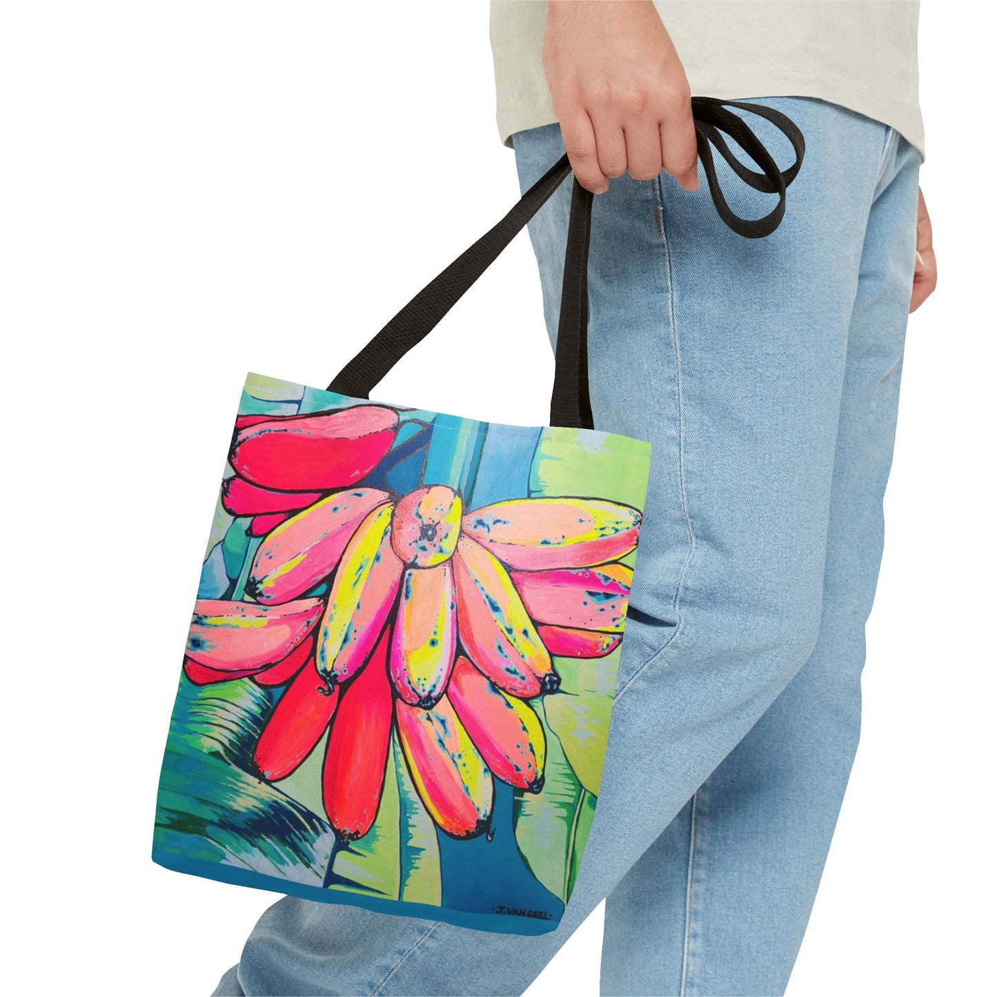 Premium Neon Primitivo Bananas Tote Bag, Original Artist Design, Reusable Shopping Tote, Eco-Friendly