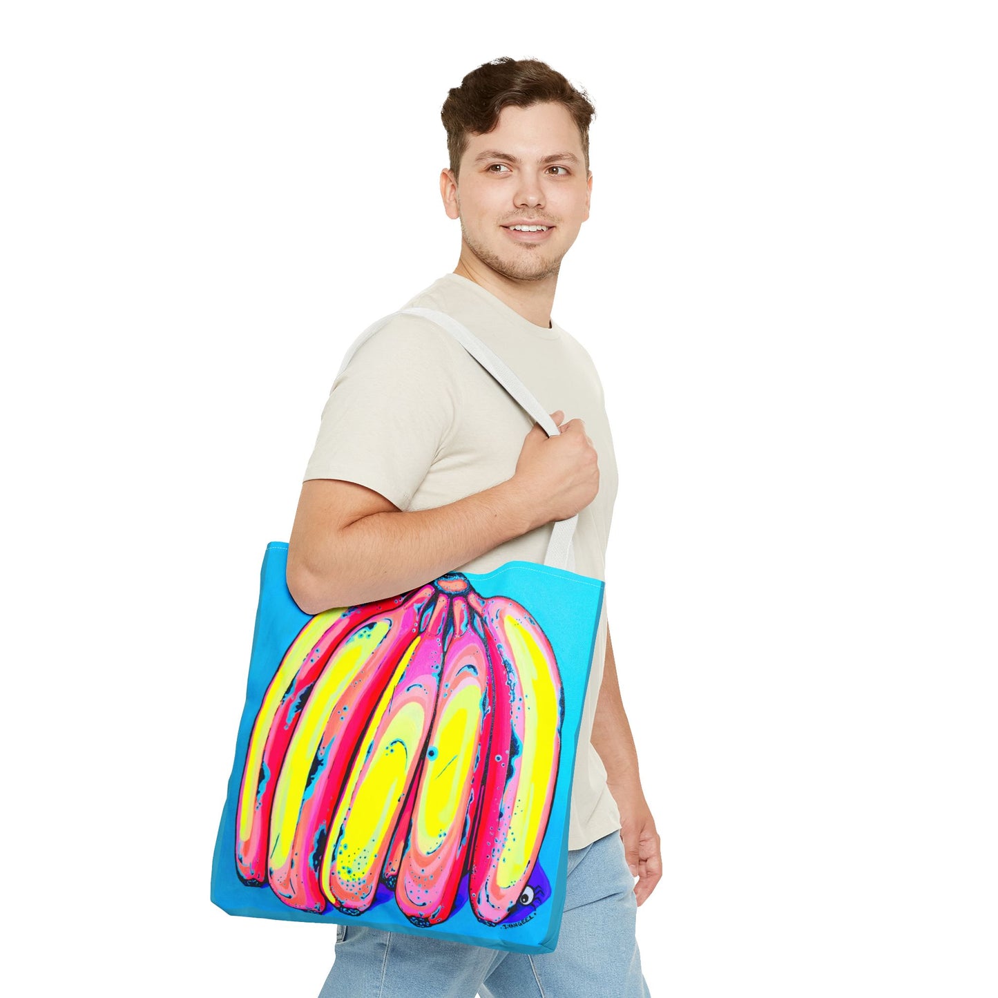 Premium Neon Fat Bananas Tote Bag, Original Artist Design, Reusable Shopping Tote, Eco-Friendly