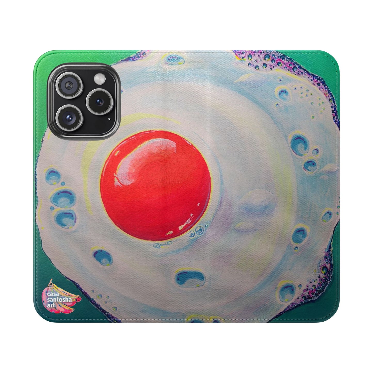 Neon Fried Egg Flip Phone Case – Wallet Cover with Card Slots