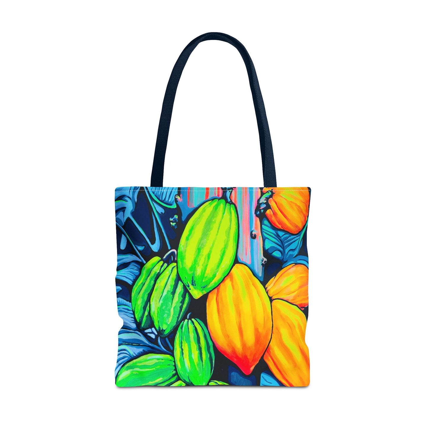 Premium Neon Cacao Tote Bag, Original Artist Design, Reusable Shopping Tote, Eco-Friendly