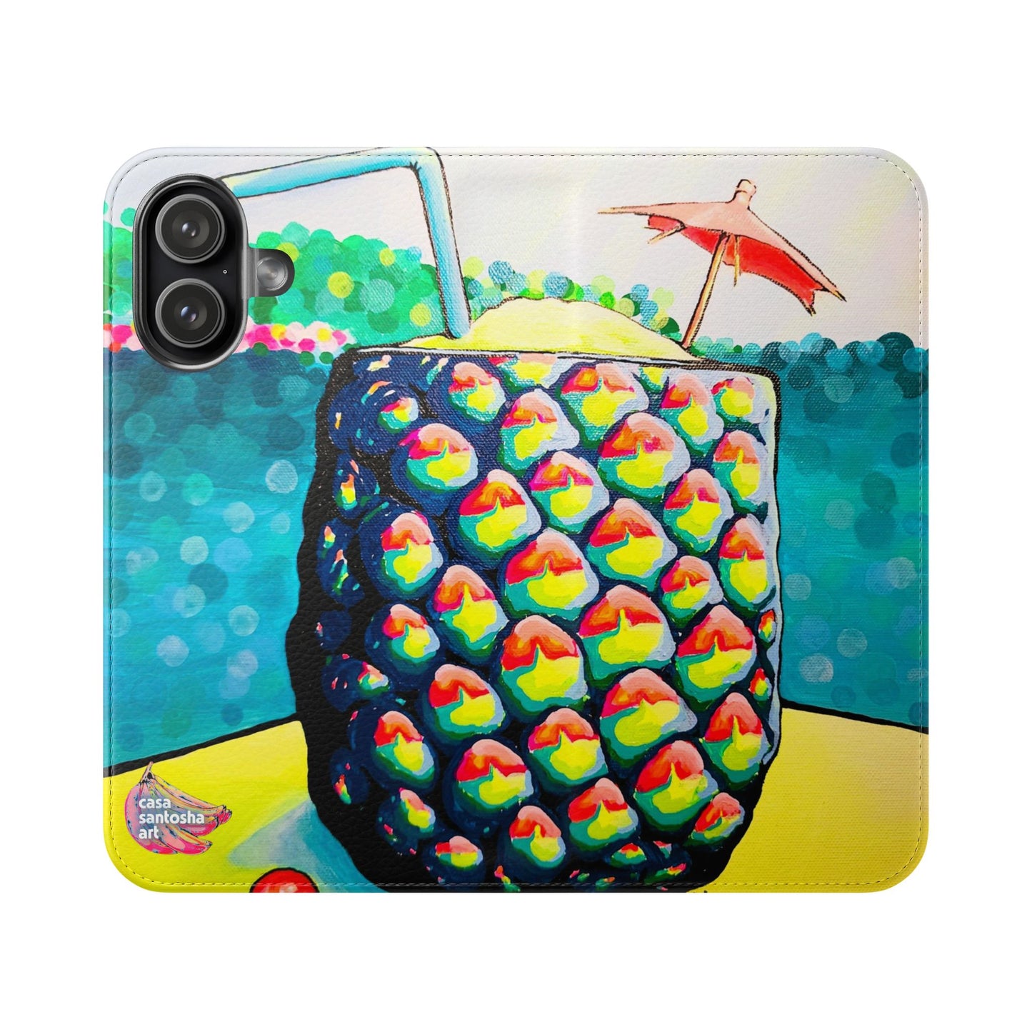 Neon Piña Colada Flip Phone Case – Wallet Cover with Card Slots