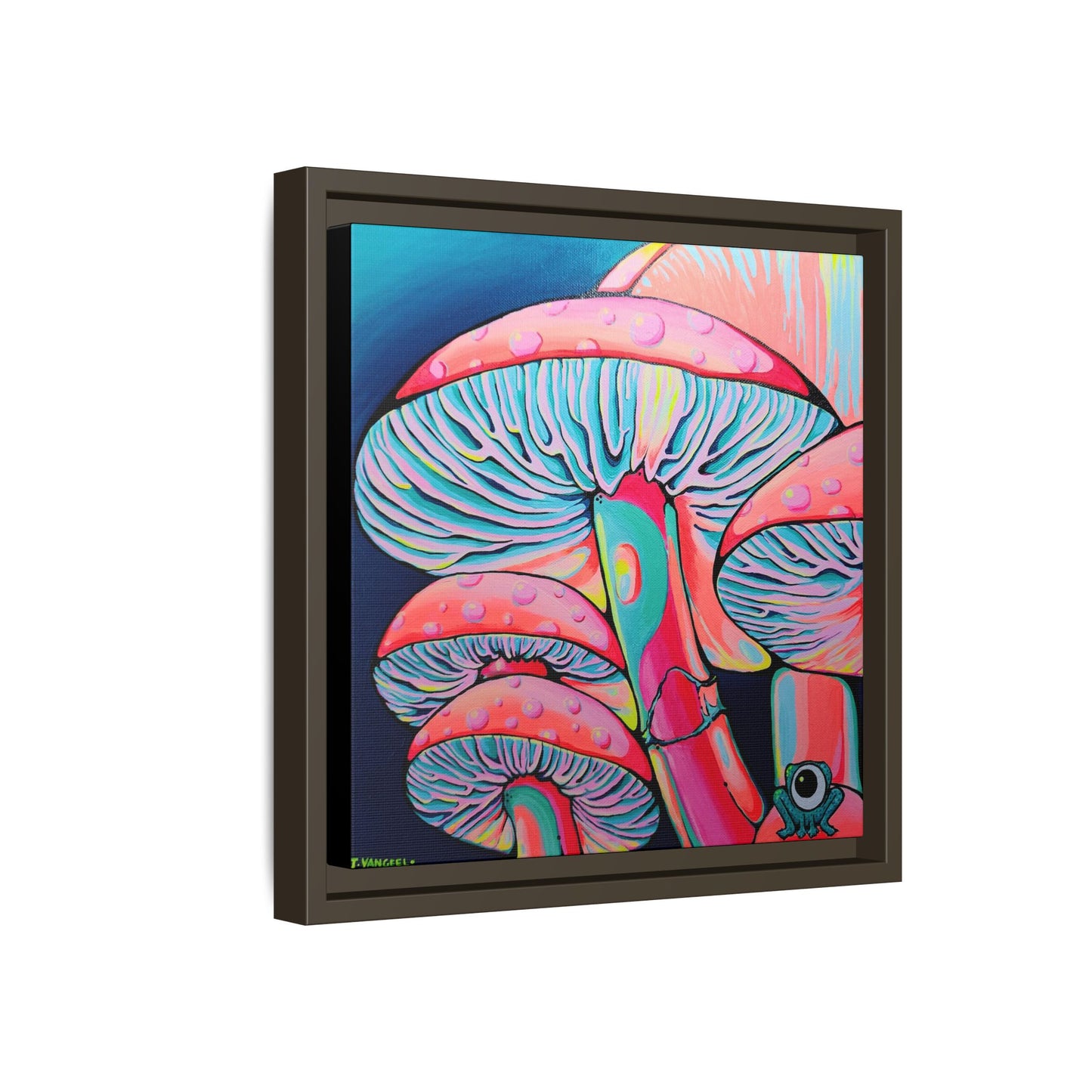 Framed Trippy Mushrooms Canvas Print