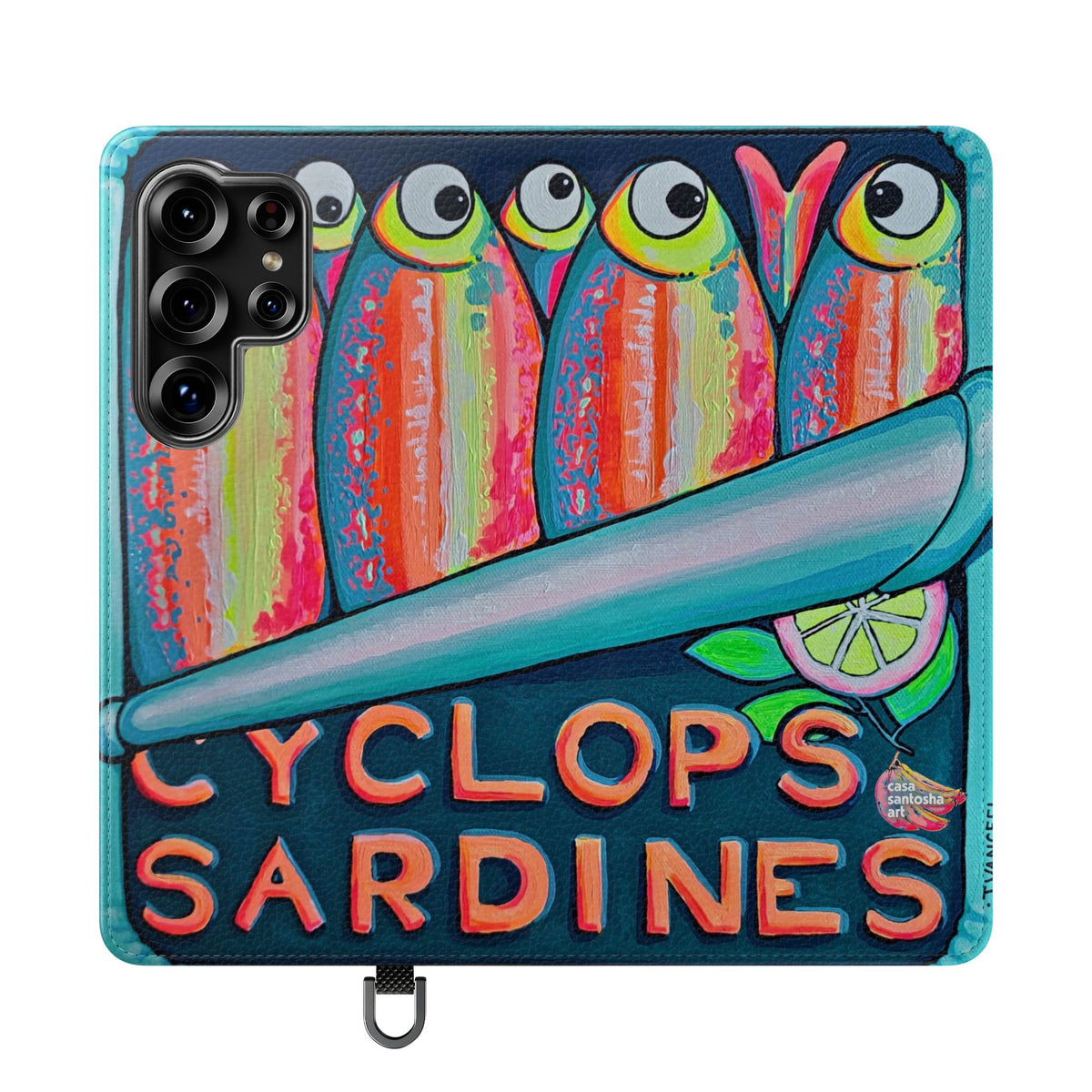 Neon Sardines Flip Phone Case – Wallet Cover with Card Slots