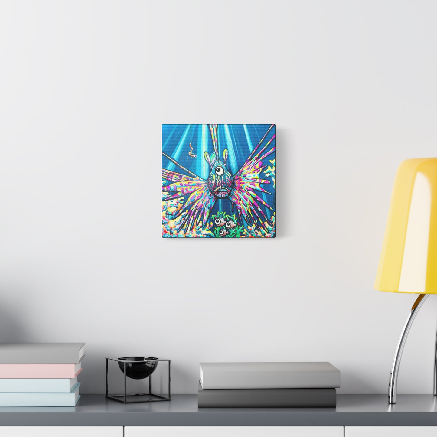 Cyclops Lionfish Original Canvas Art Print, Unique Home Decor, Wall Art