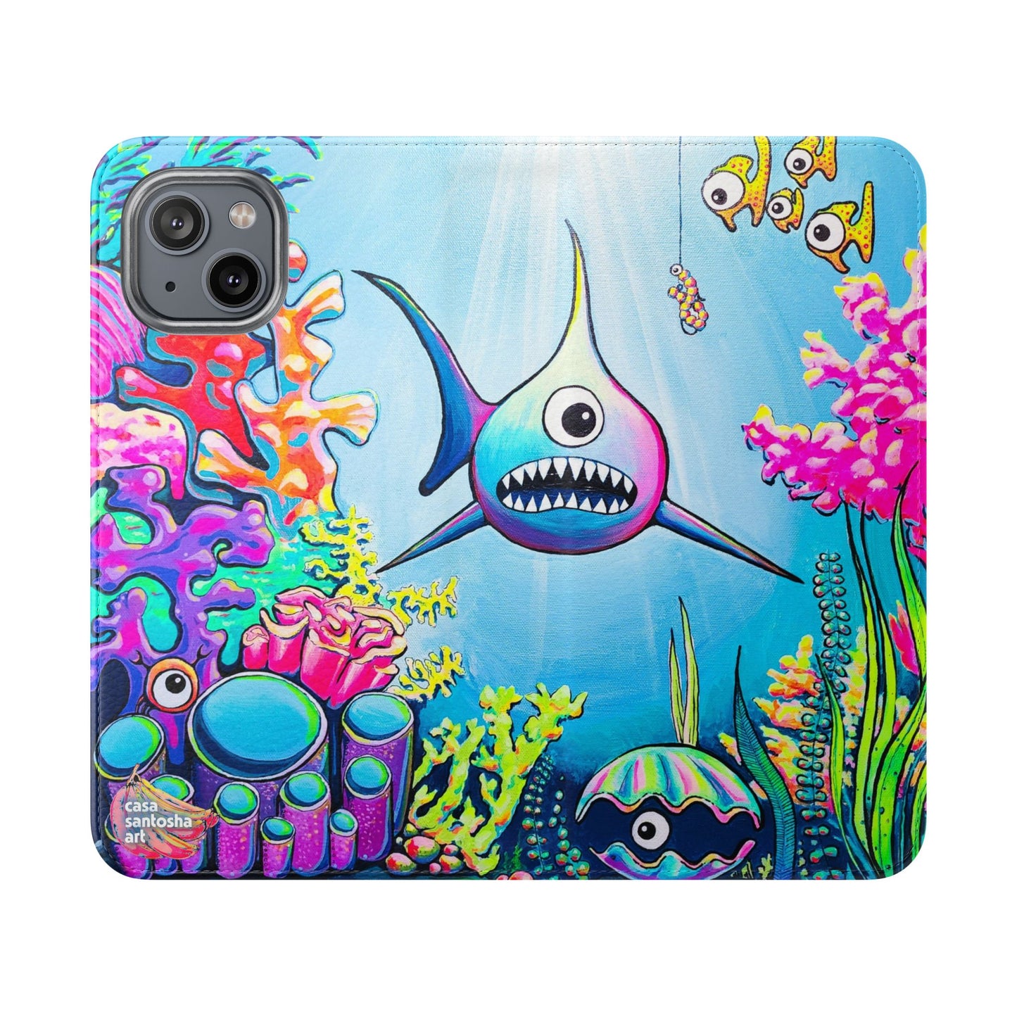Cyclops Shark Flip Phone Case – Wallet Cover with Card Slots
