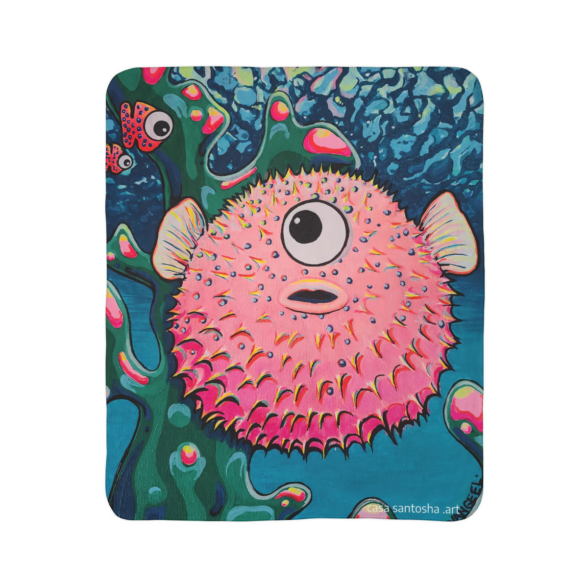 Cyclops Pufferfish Fleece Sherpa Blanket