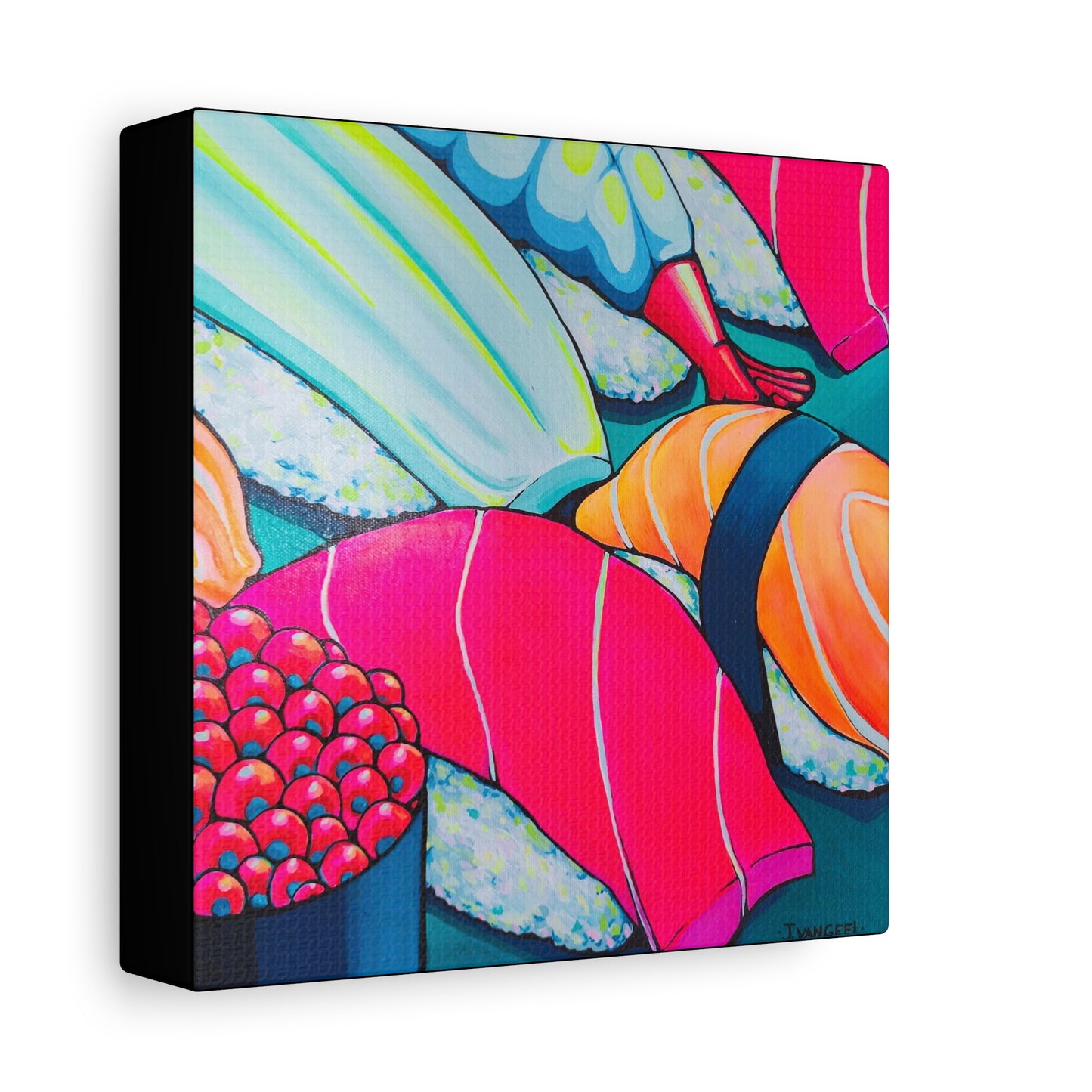 Neon Sushi Canvas Print, Original Artist Design, Home Decor, Wall Art