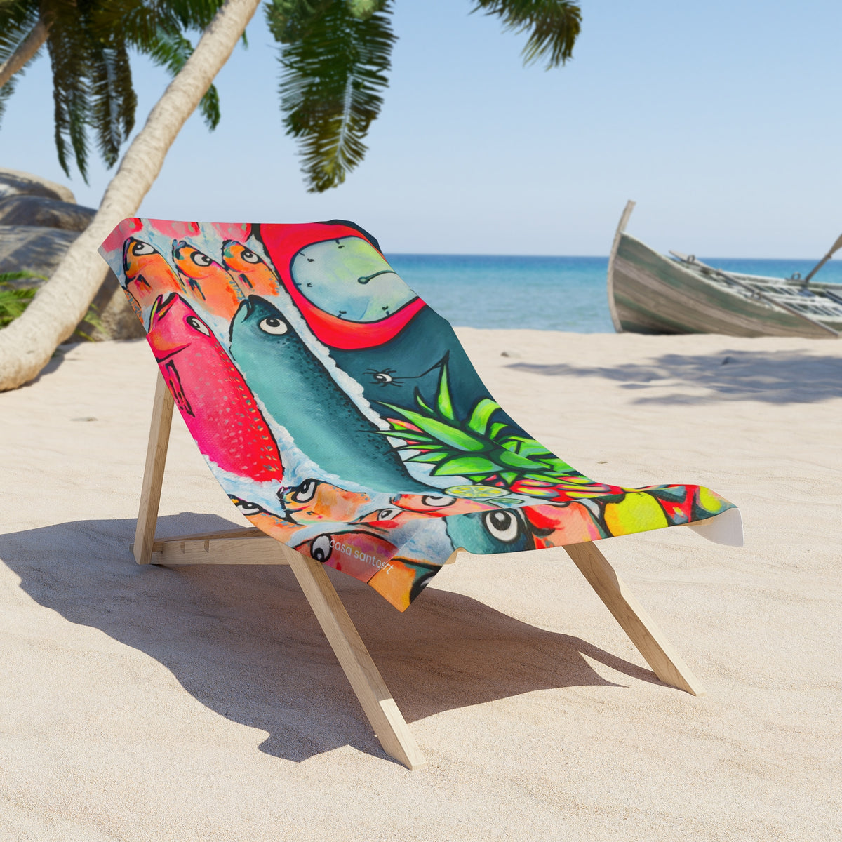 Neon Cabo Fish Market Beach Towel