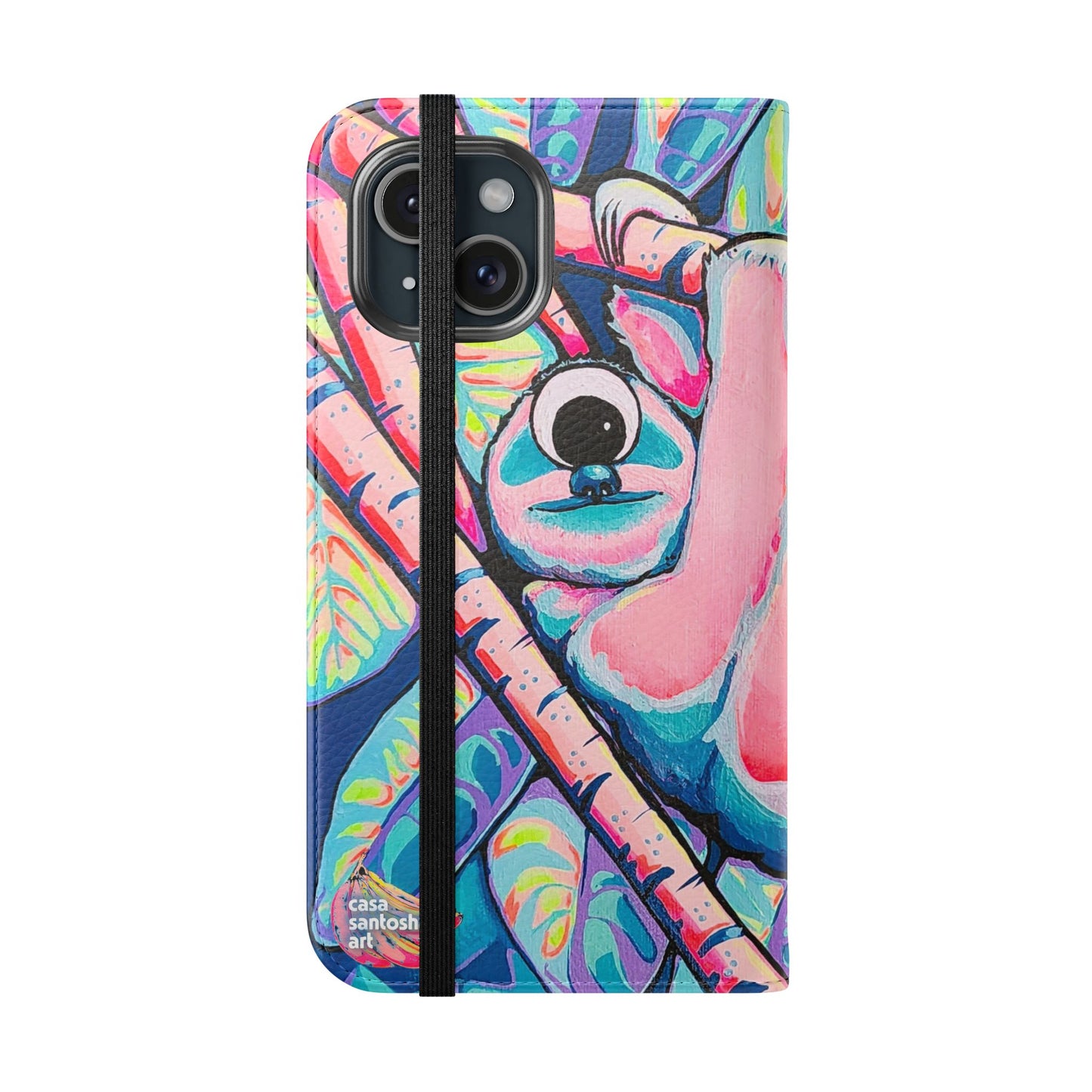 Cyclops Sloth Flip Phone Case – Wallet Cover with Card Slots