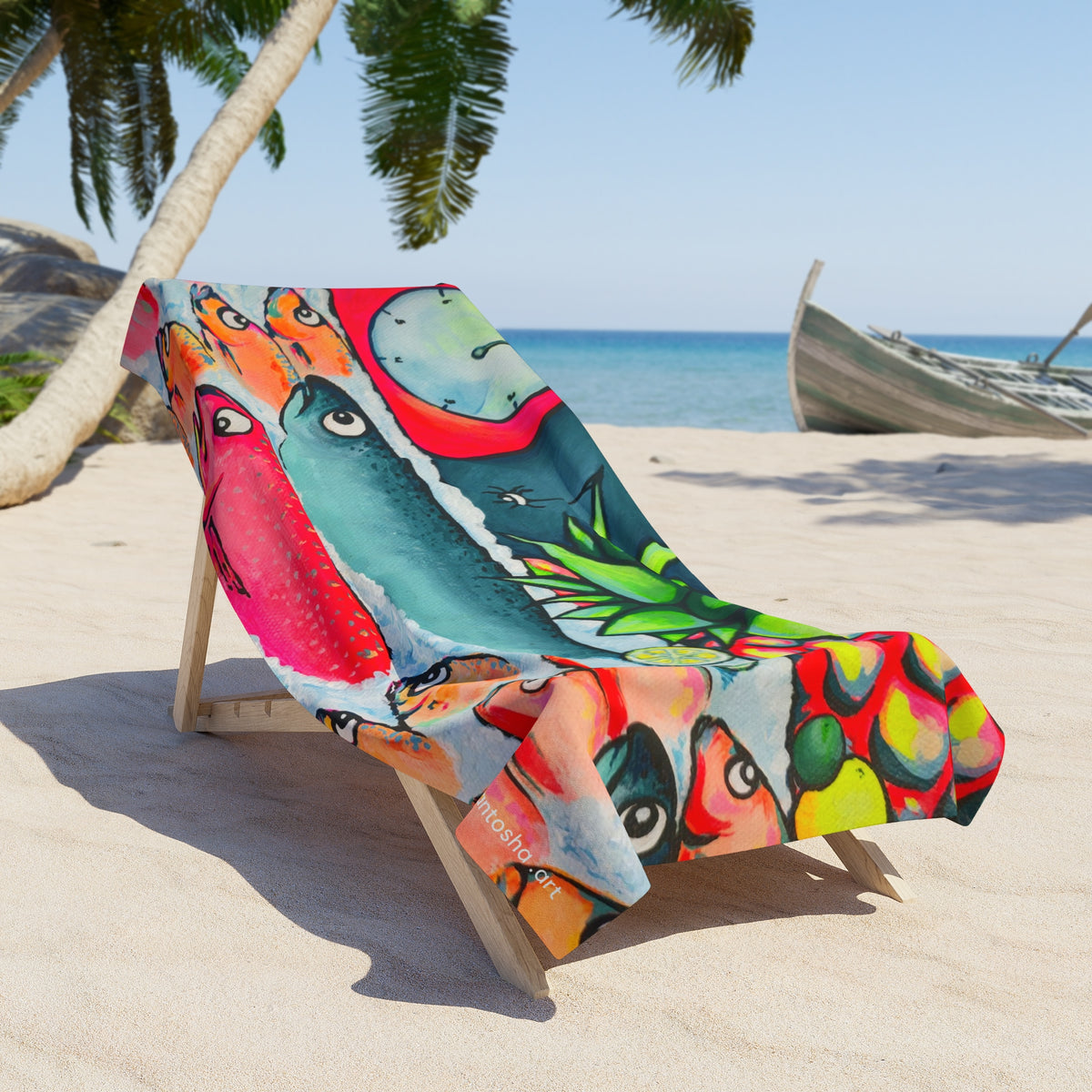 Neon Cabo Fish Market Beach Towel