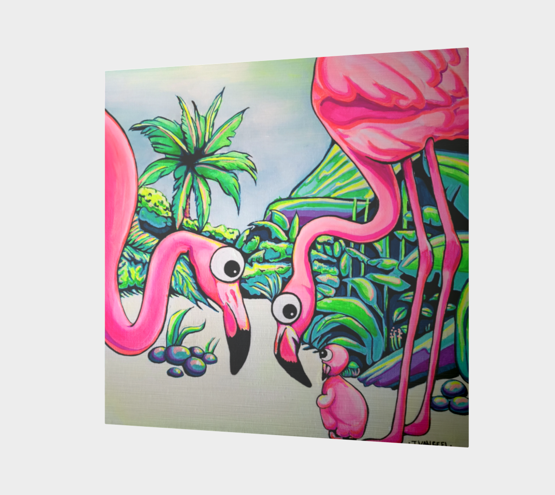 Cyclops Flamingo Family Aluminum Wall Art