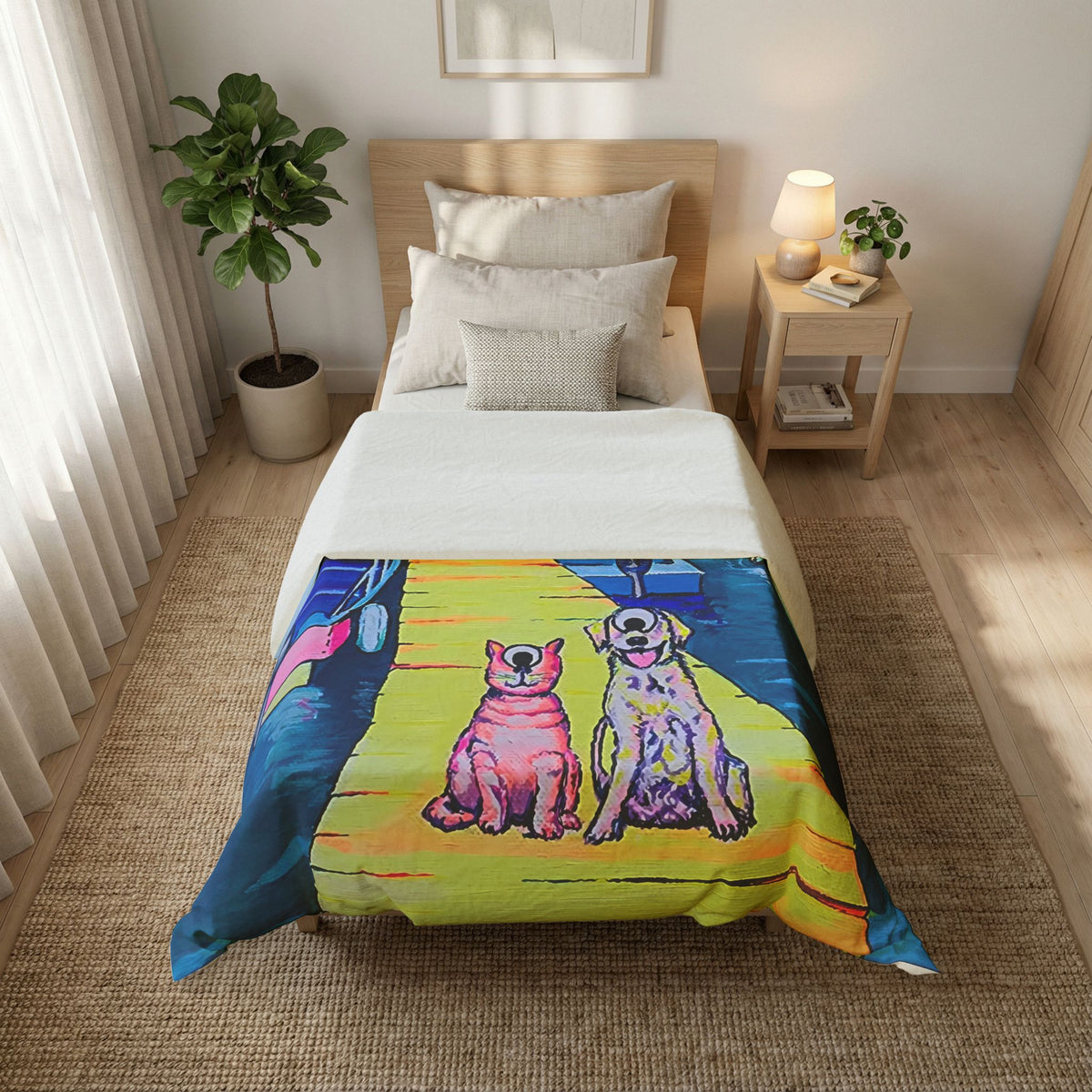 Cyclops Cat and Dog in Bocas Duvet Cover