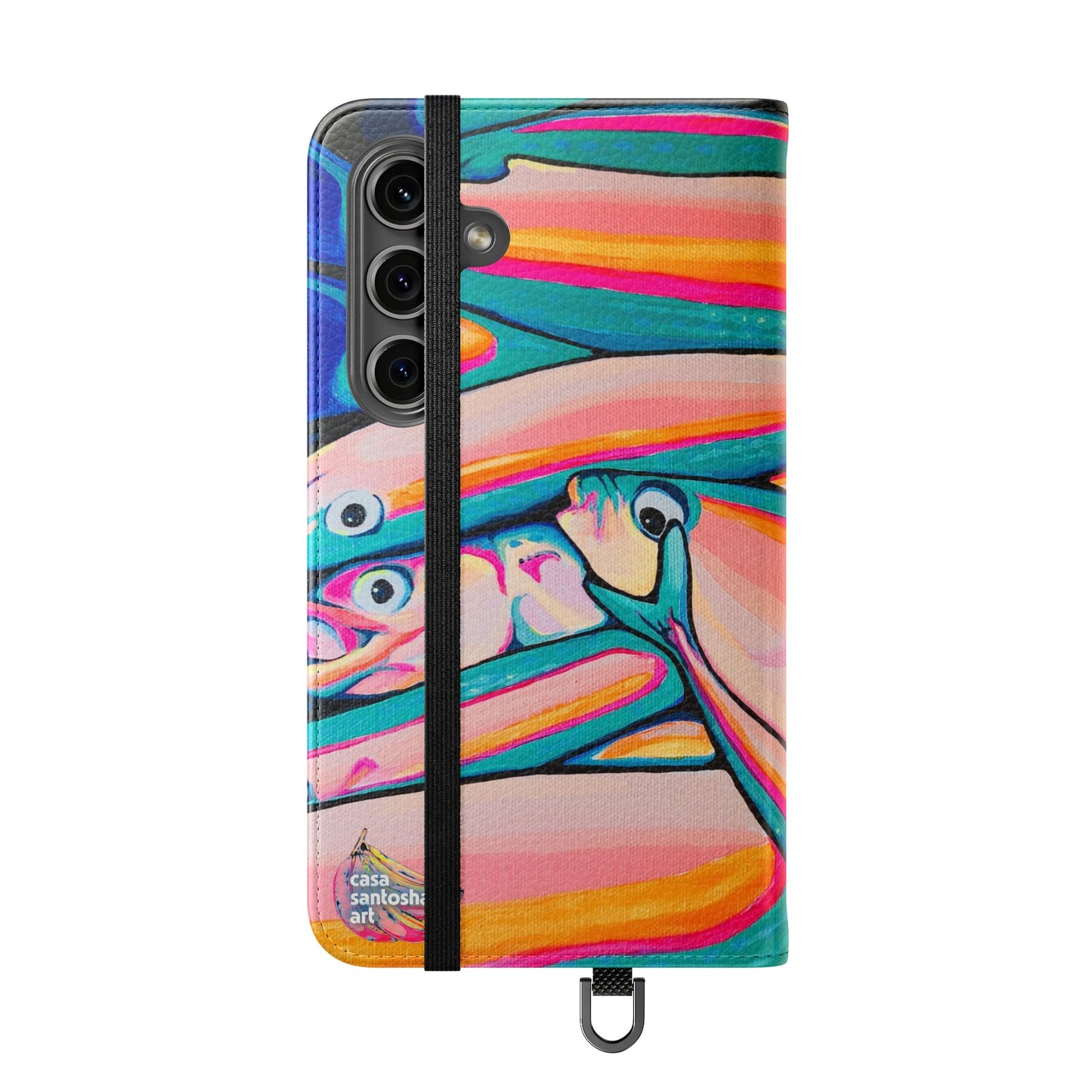 Neon Fish Flip Phone Case – Wallet Cover with Card Slots
