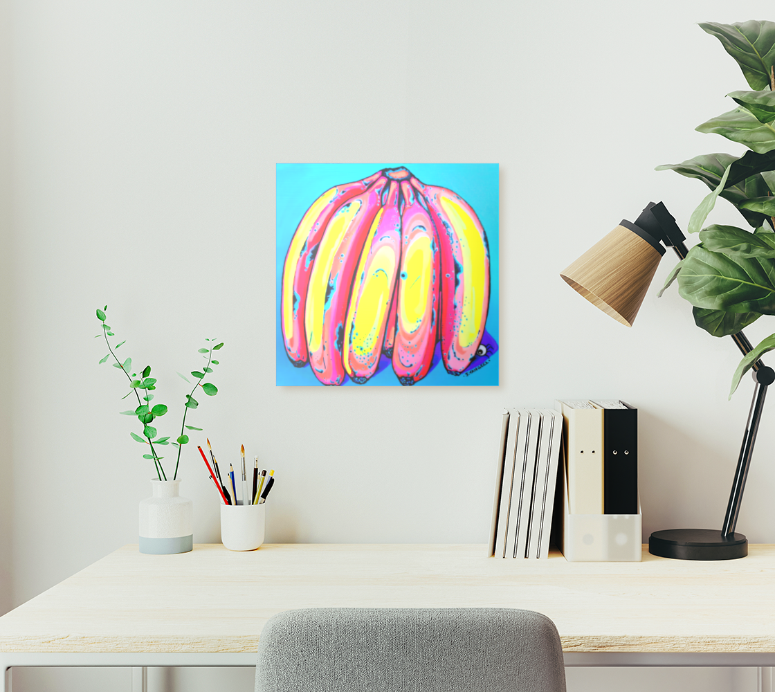 Neon Fat Bananas Aluminum Wall Art