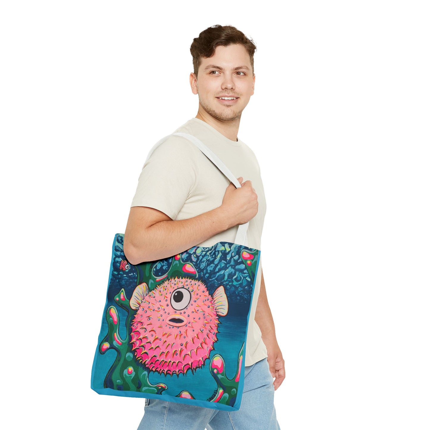 Premium Cyclops Pufferfish Tote Bag, Original Artist Design, Reusable Shopping Tote, Eco-Friendly