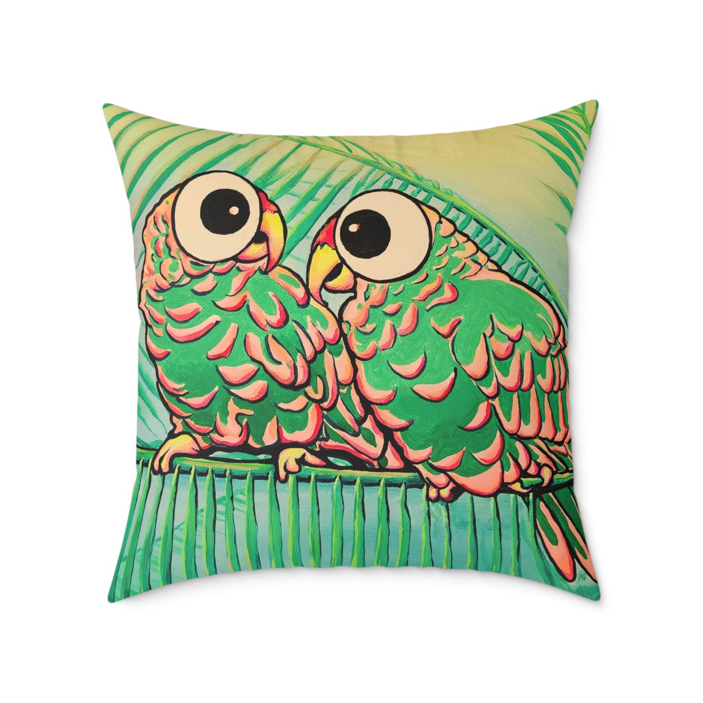 Chatty Cyclops Parrots Art Canvas Decorative Pillow