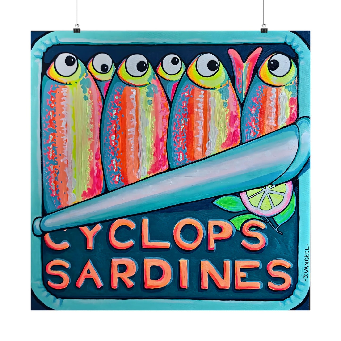 Neon Sardines Giclée Art Poster