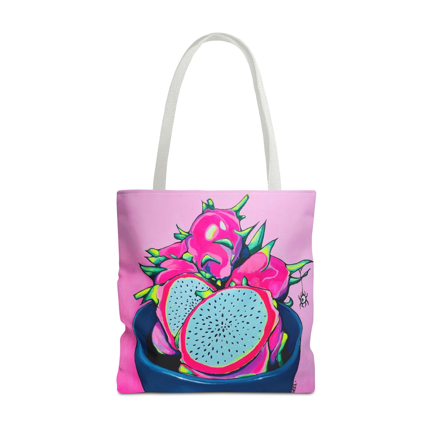 Premium Neon Pink Dragon Fruit Tote Bag, Original Artist Design, Reusable Shopping Tote, Eco-Friendly