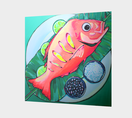 Neon Fried Fish Aluminum Wall Art