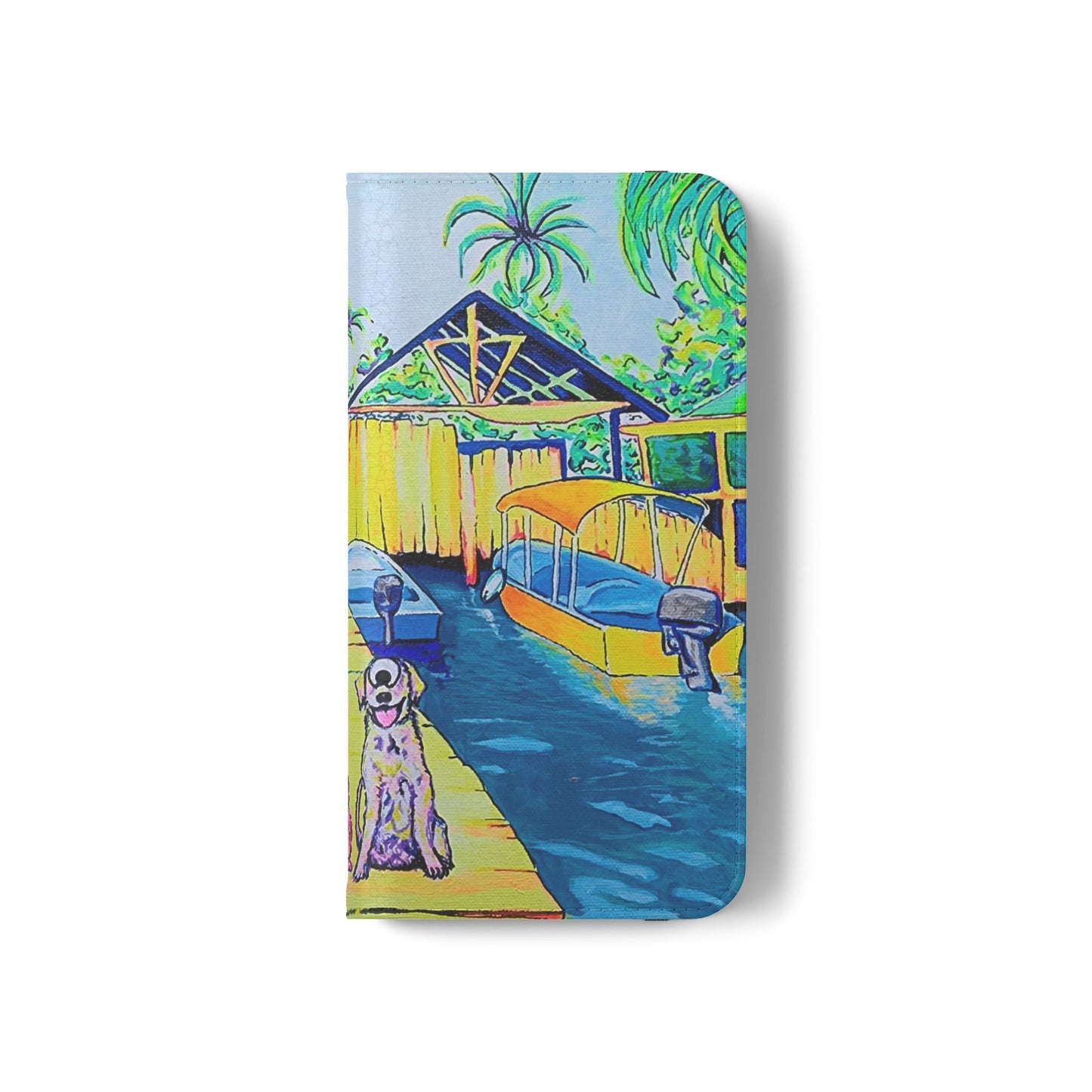 Cyclops Cat and Dog in Bocas Flip Phone Case – Wallet Cover with Card Slots