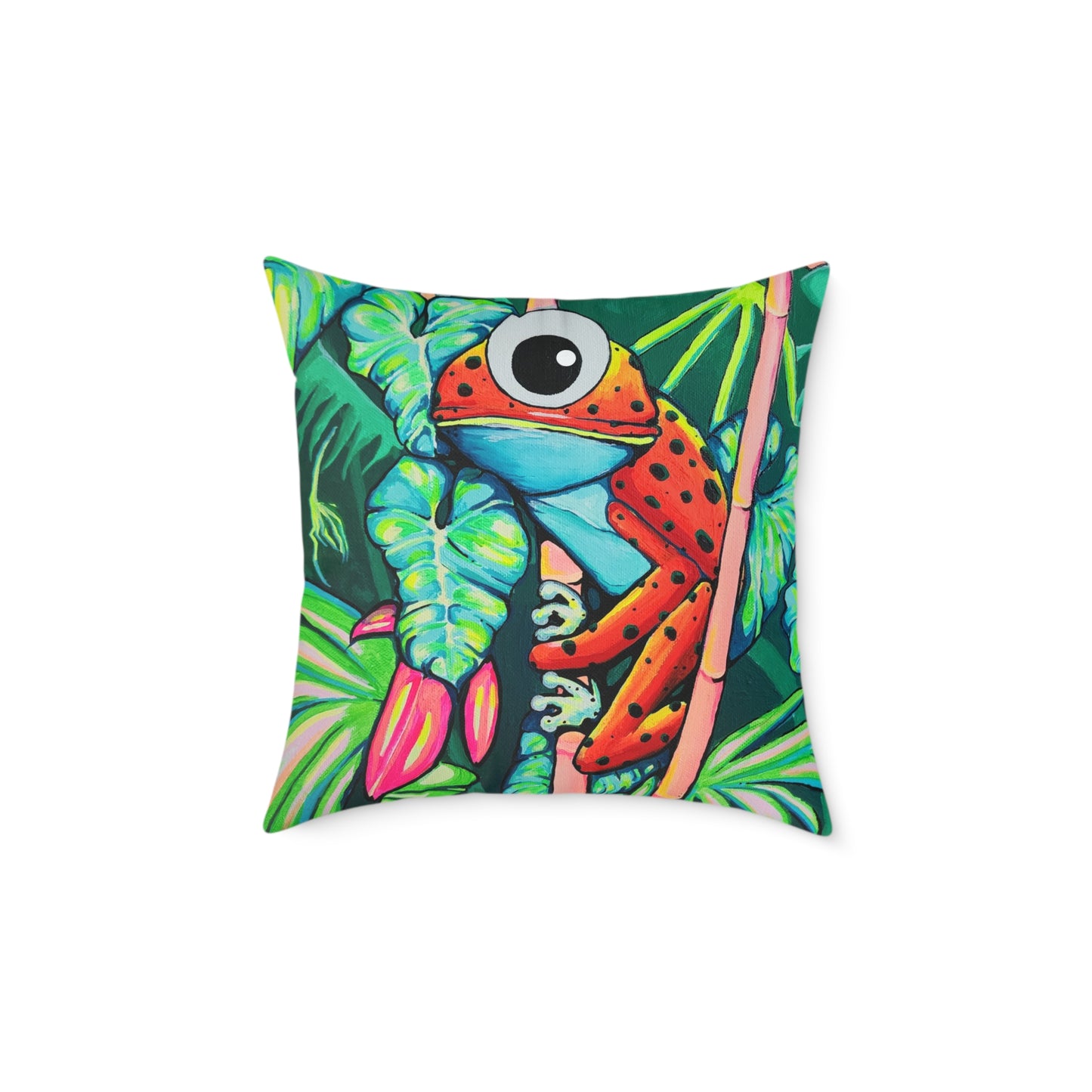 Cyclops Red Frog Art Canvas Decorative Pillow