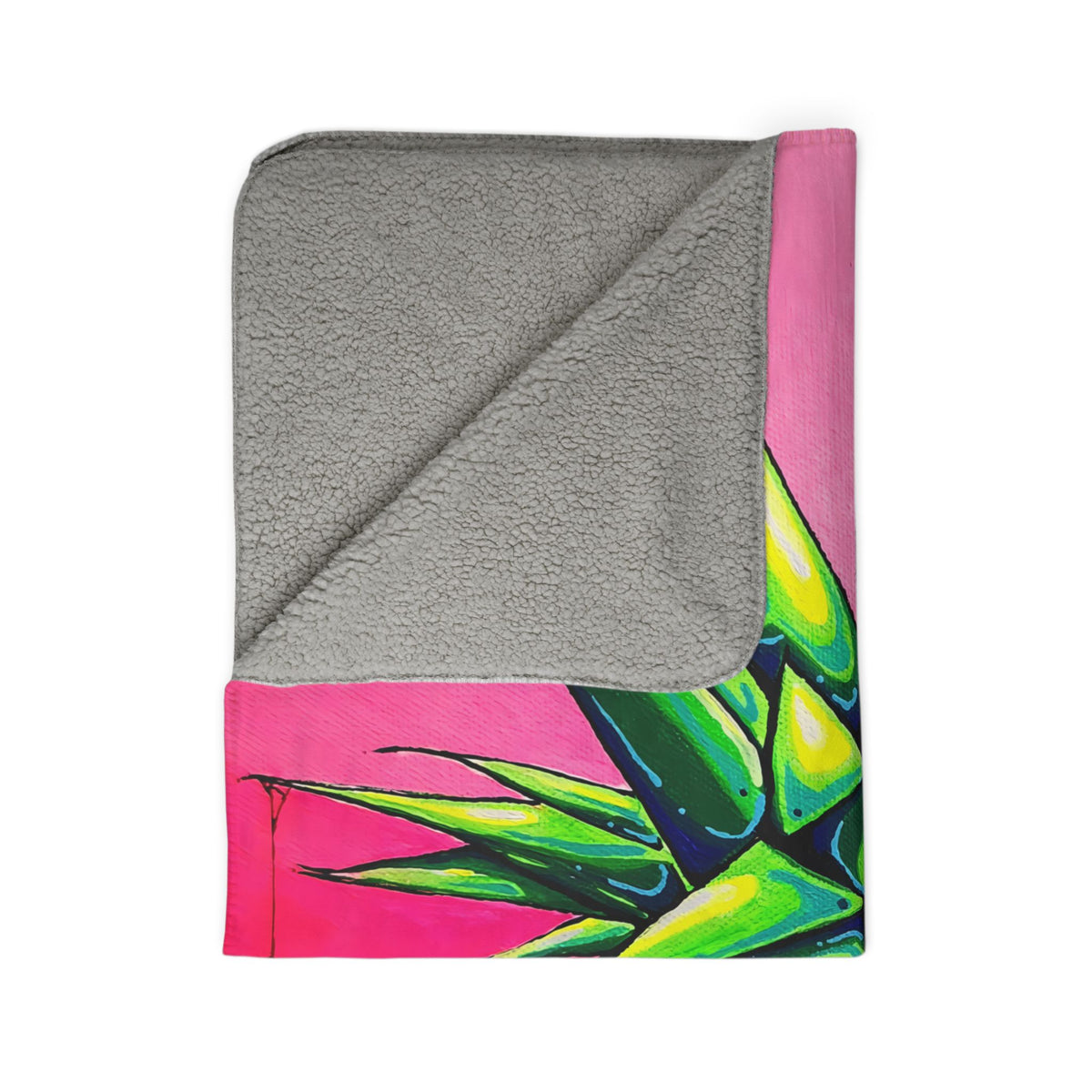 Neon Pineapple Fleece Sherpa Blanket
