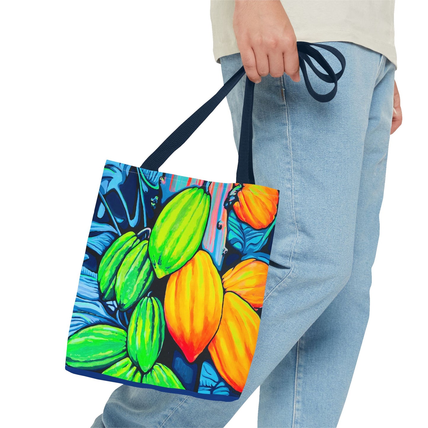 Premium Neon Cacao Tote Bag, Original Artist Design, Reusable Shopping Tote, Eco-Friendly