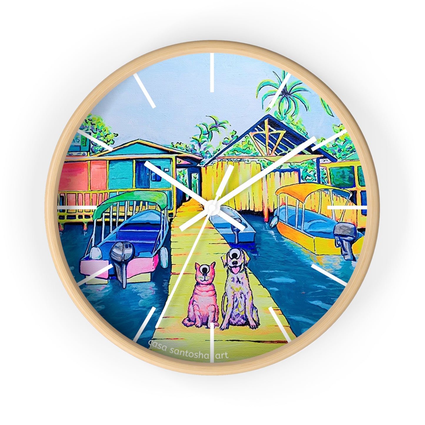 Cyclops Cat and Dog in Bocas Pop Art Wall Clock