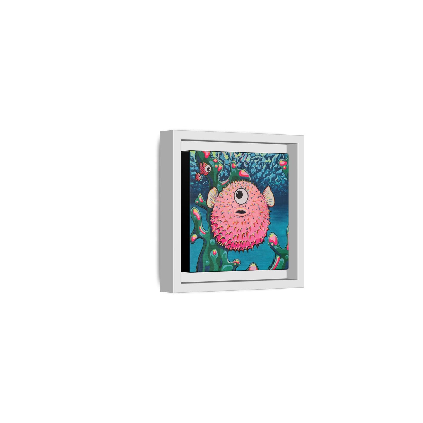 Framed Cyclops Pufferfish Canvas Print