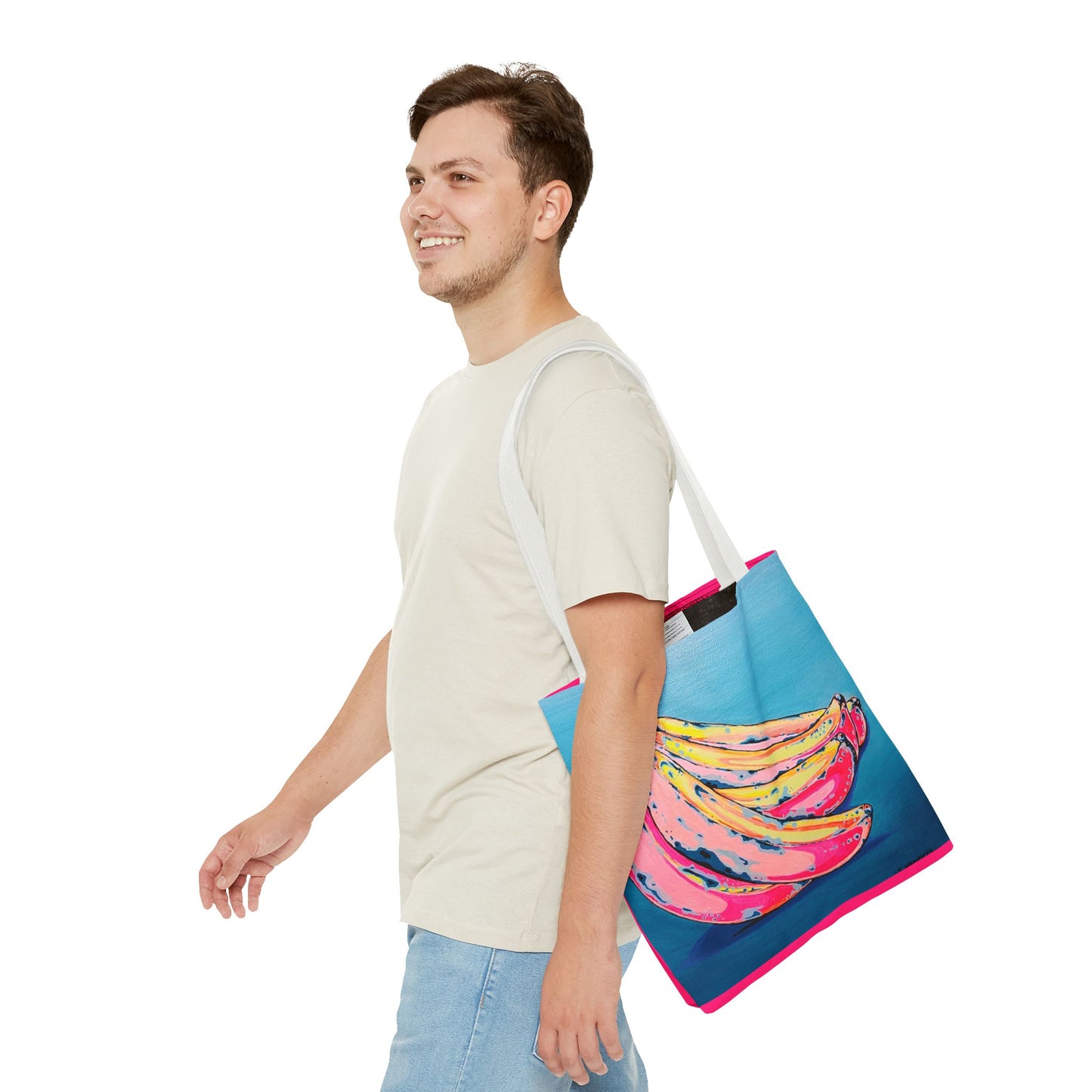 Premium Neon Bananas Tote Bag, Original Artist Design, Reusable Shopping Tote, Eco-Friendly