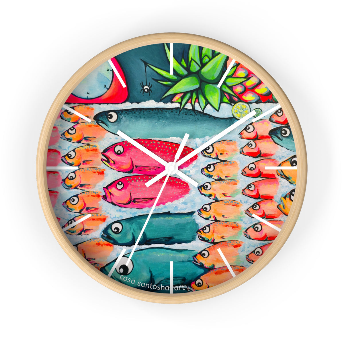 Neon Cabo Fish Market Pop Art Wall Clock