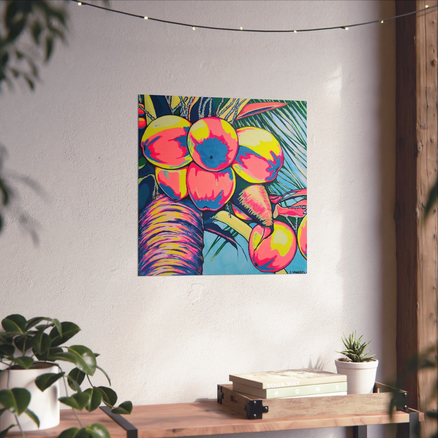 Neon Coconuts Giclée Art Poster