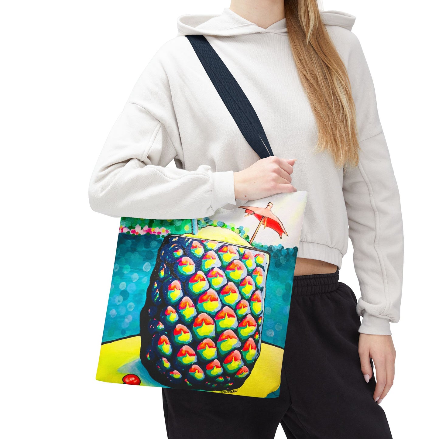 Premium Neon Piña Colada Tote Bag, Original Artist Design, Reusable Shopping Tote,  Eco-Friendly