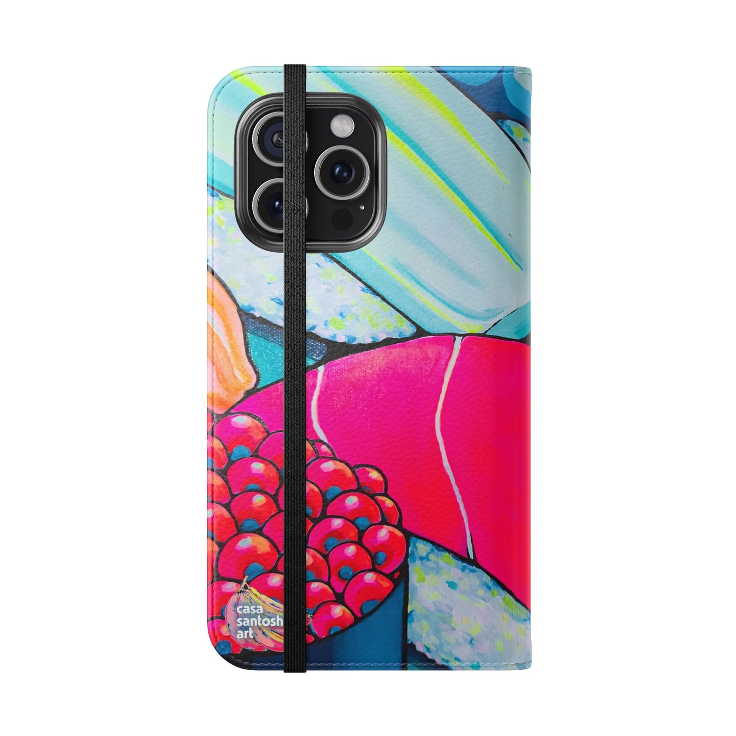 Étui portefeuille pour téléphone à clapet Neon Sushi avec porte-cartes