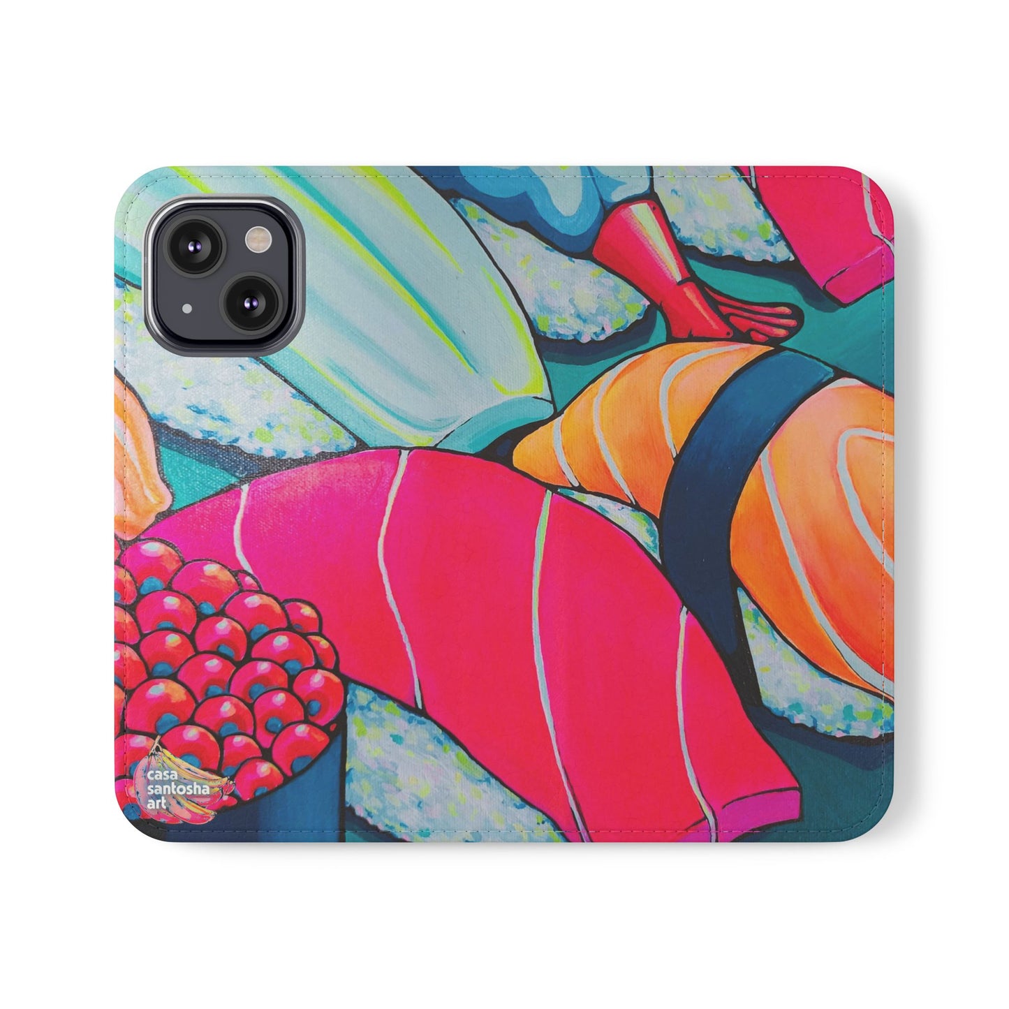 Neon Sushi Flip Phone Case – Wallet Cover with Card Slots