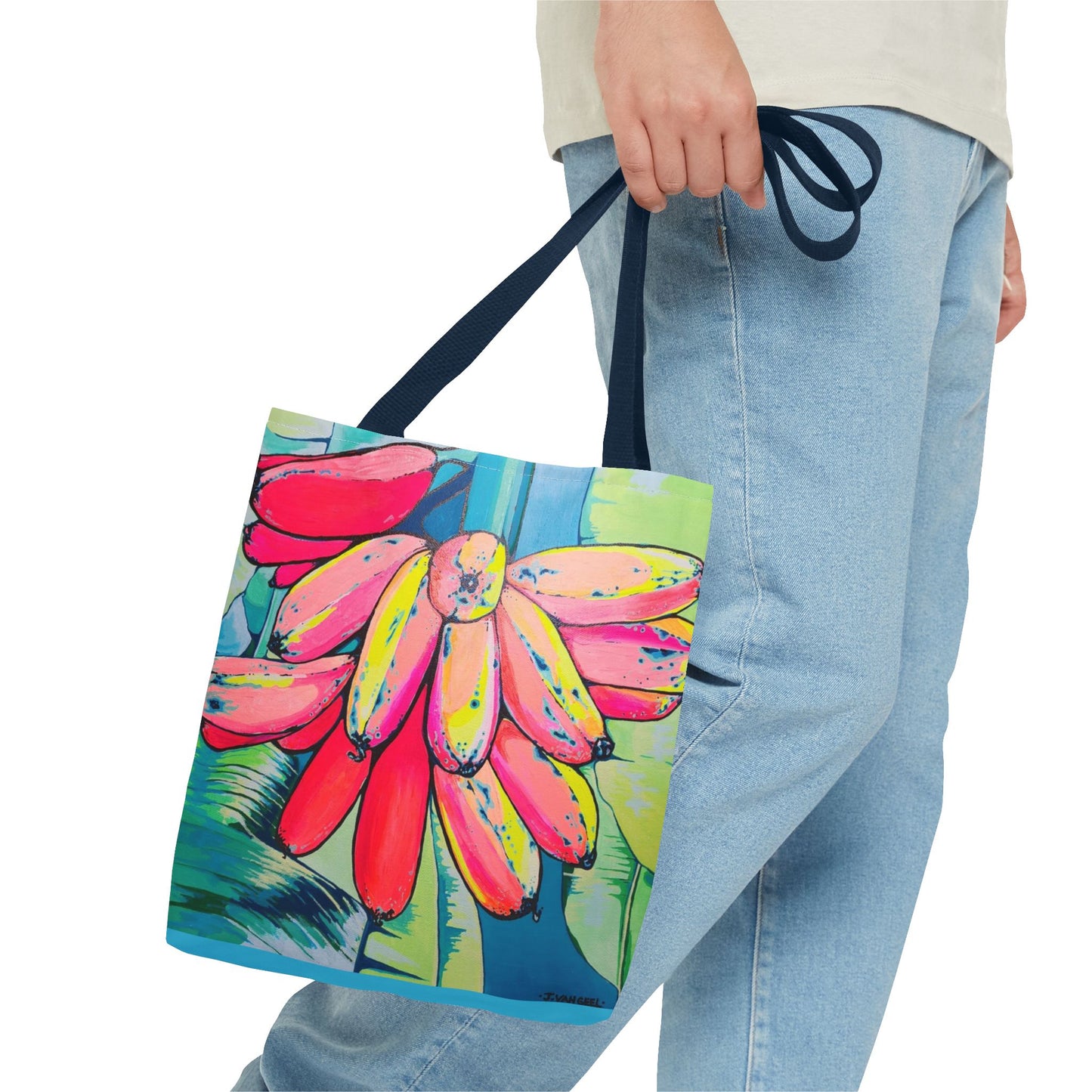 Premium Neon Primitivo Bananas Tote Bag, Original Artist Design, Reusable Shopping Tote, Eco-Friendly