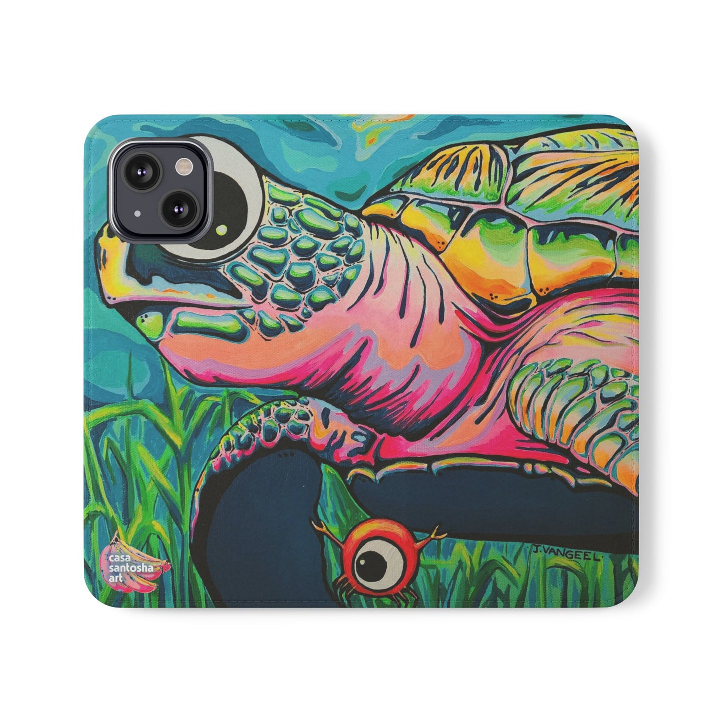 Cyclops Turtle Flip Phone Case – Wallet Cover with Card Slots