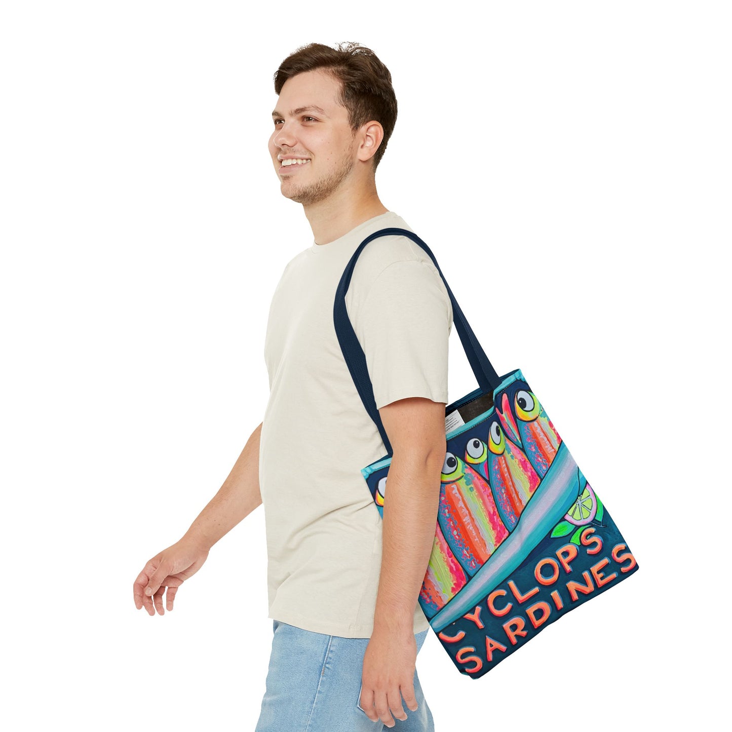Premium Neon Sardines Tote Bag, Original Artist Design, Reusable Shopping Tote, Eco-Friendly