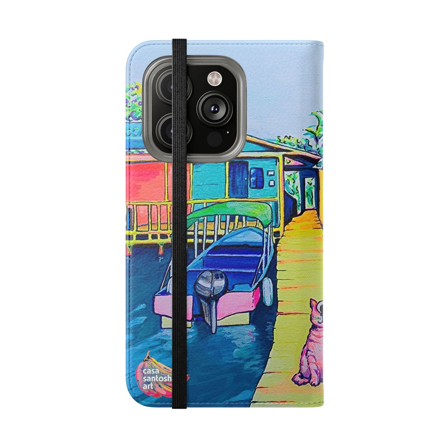 Cyclops Cat and Dog in Bocas Flip Phone Case – Wallet Cover with Card Slots