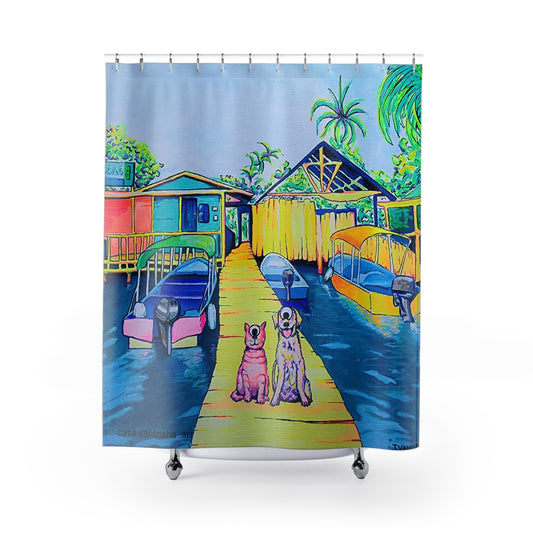 Cyclops Cat and Dog in Bocas Pop Art Shower Curtain