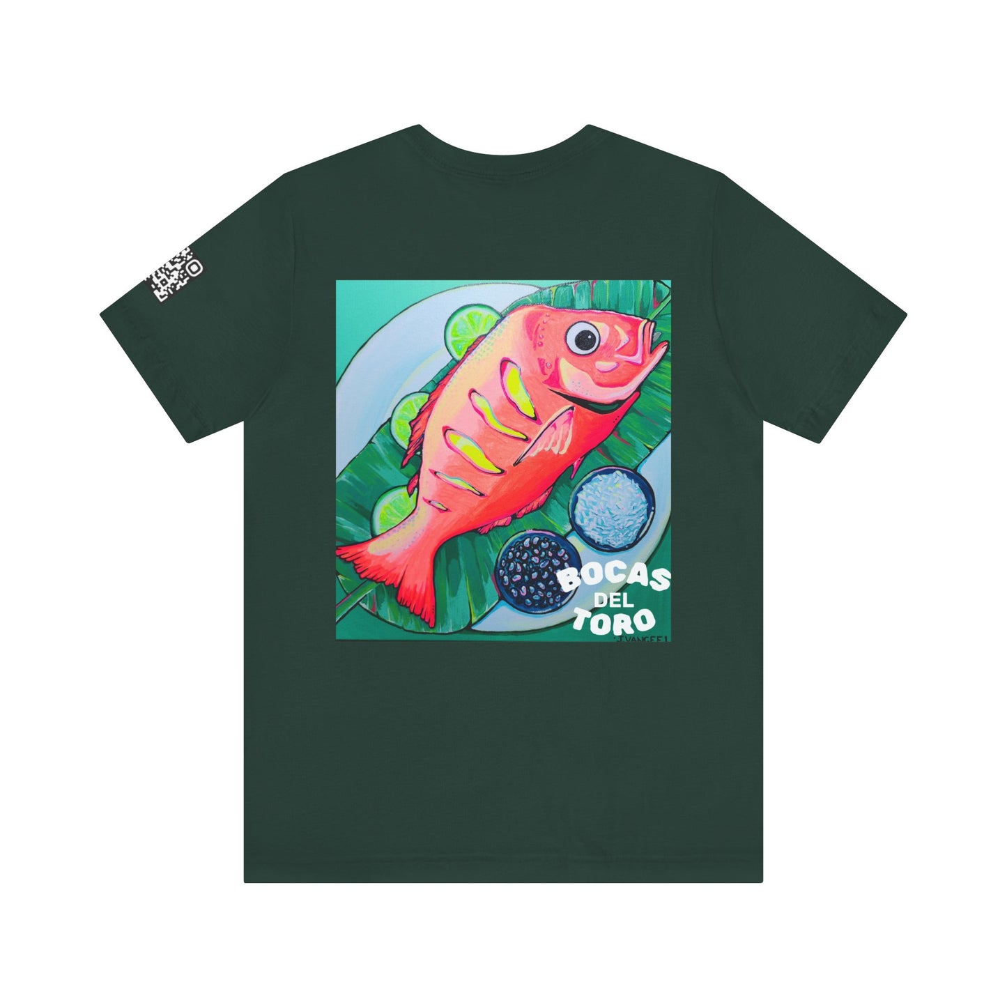 T-shirt unisexe néon à motif poisson frit