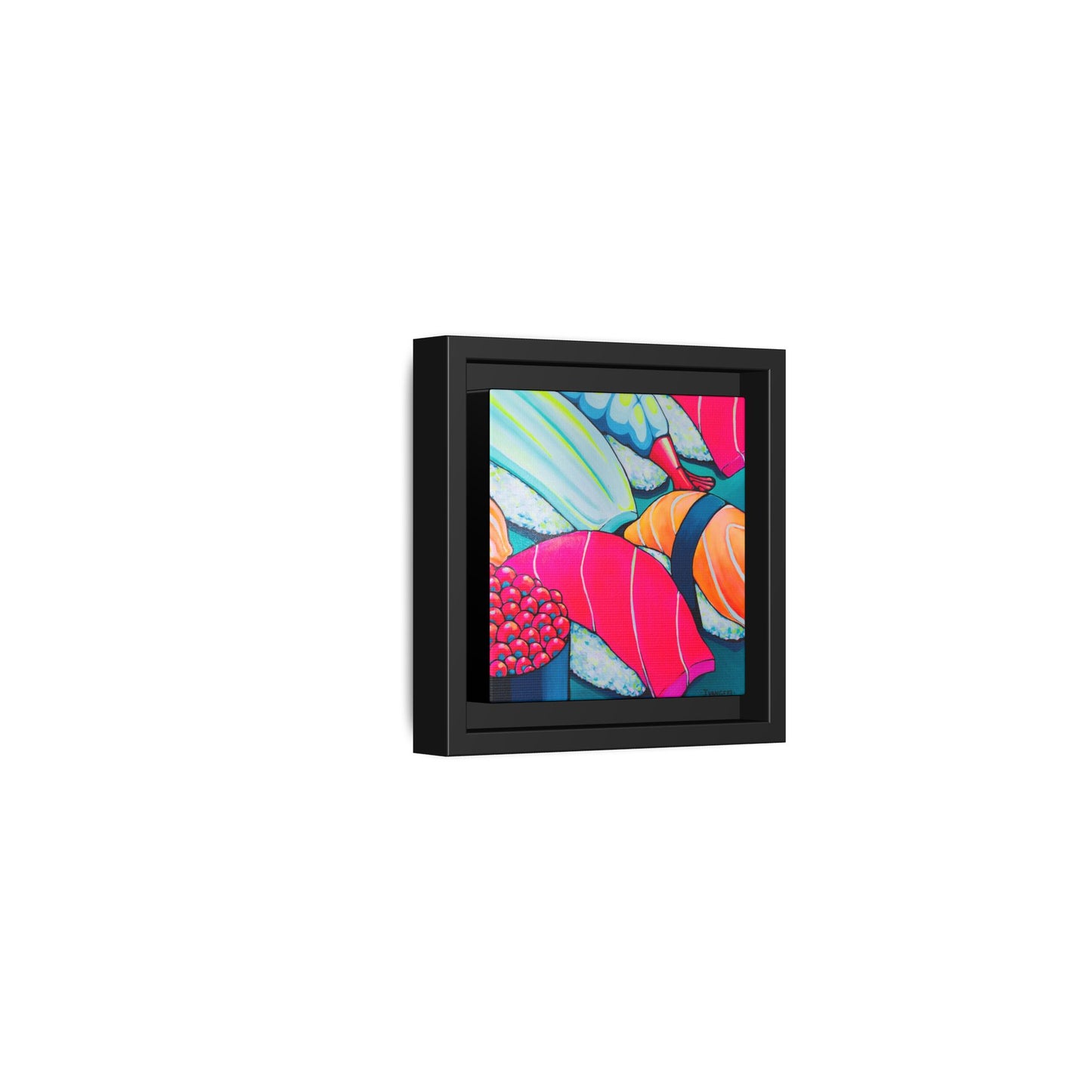 Framed Neon Sushi Canvas Print