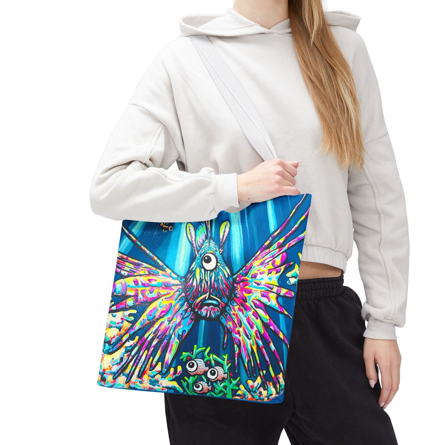 Premium Cyclops Lionfish Tote Bag, Original Artist Design, Reusable Shopping Tote,  Eco-Friendly