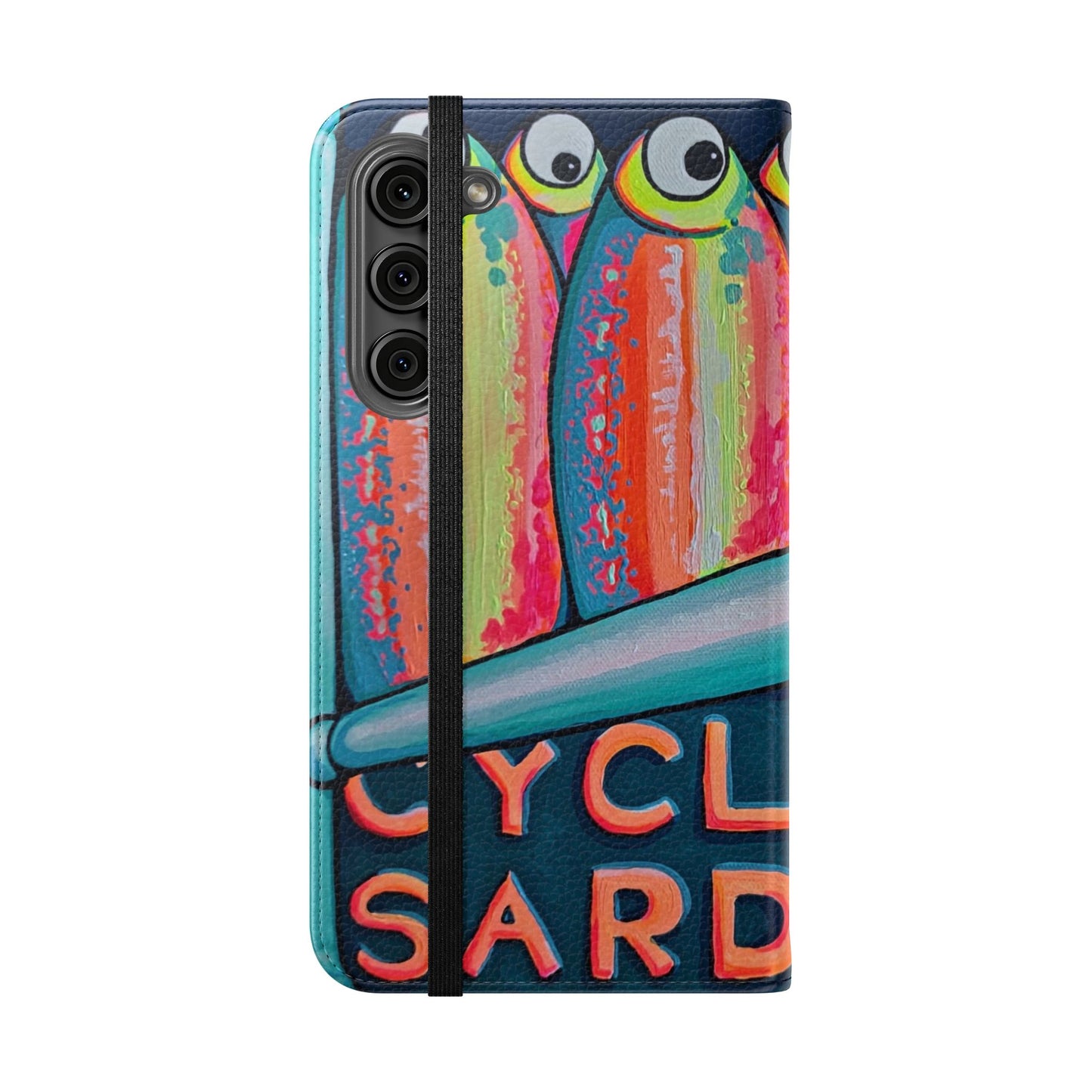 Neon Sardines Flip Phone Case – Wallet Cover with Card Slots