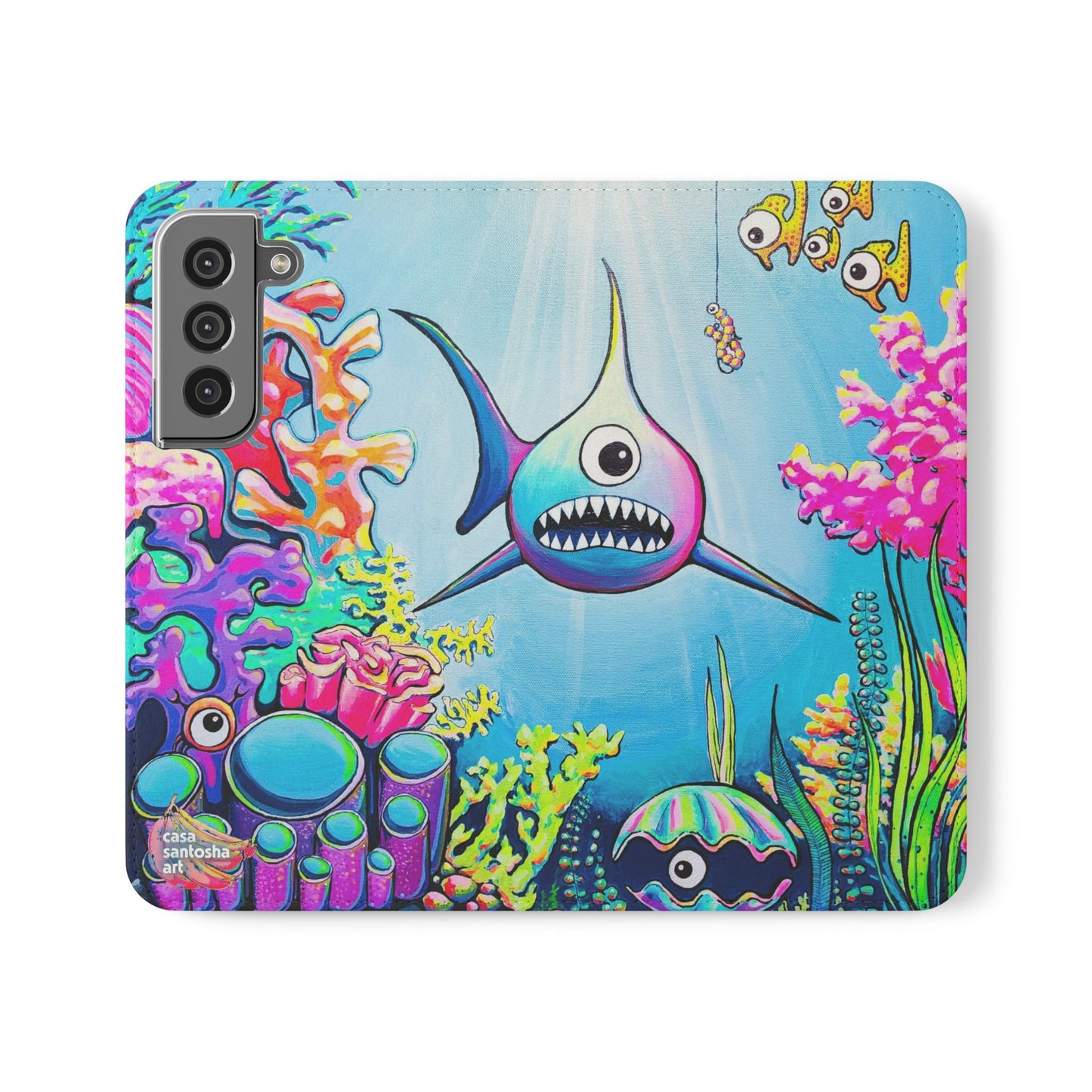 Cyclops Shark Flip Phone Case – Wallet Cover with Card Slots