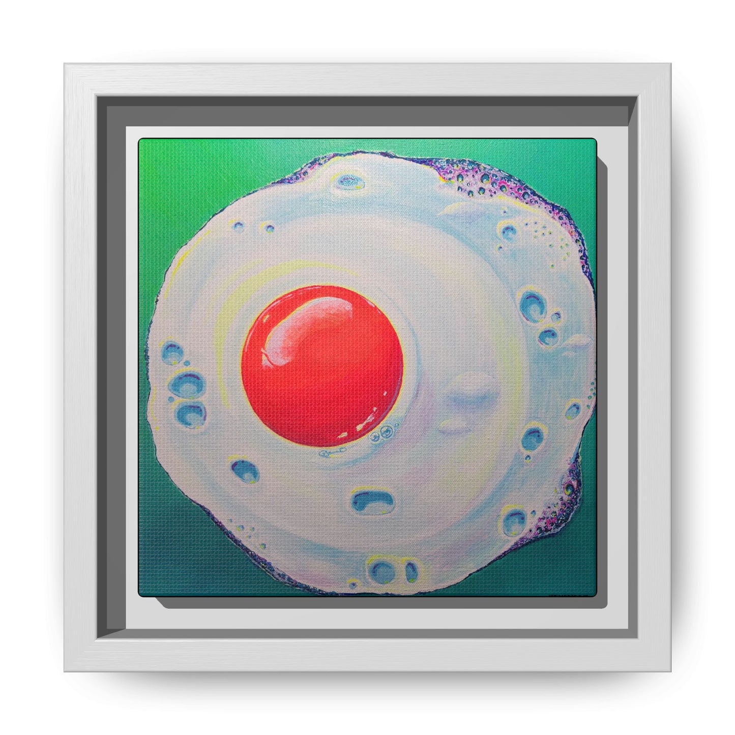 Framed Neon Fried Egg Canvas Print