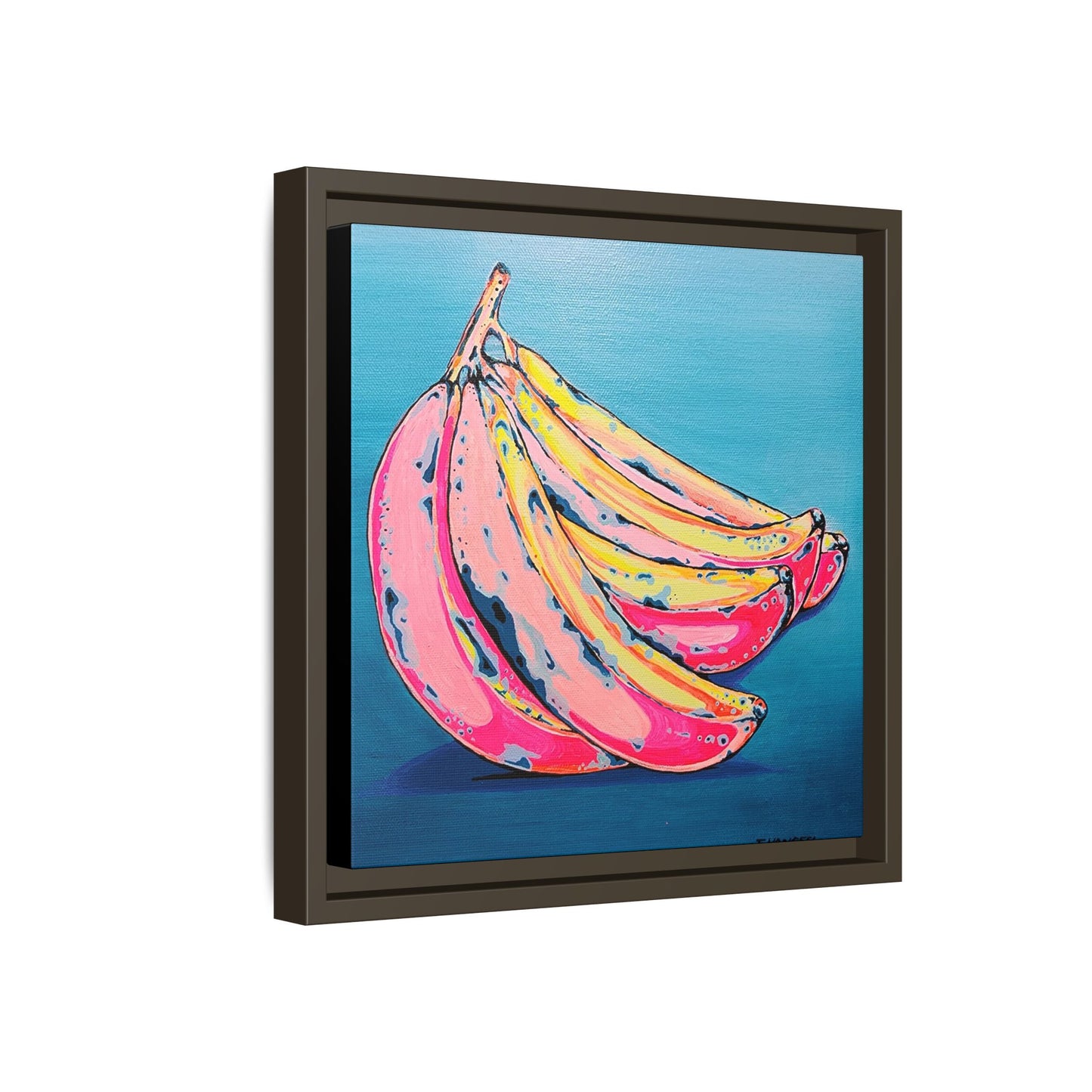 Framed Neon Bananas Canvas Print